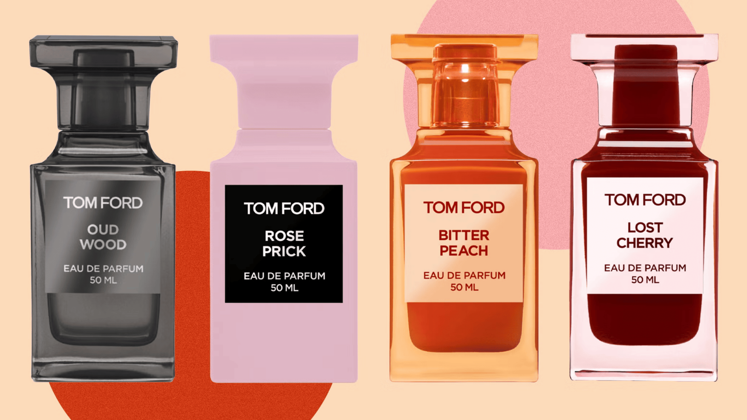 Bild på fyra av Tom Fords mest populära parfymer
