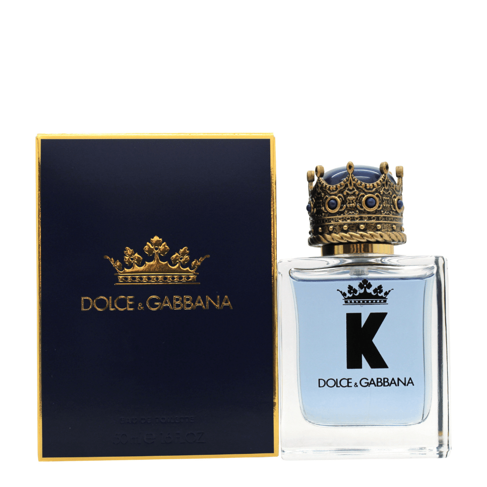 Herrparfym från Dolce & Gabbana. Förpackning är blå med guldig-text och korken är formad som en kungakrona.